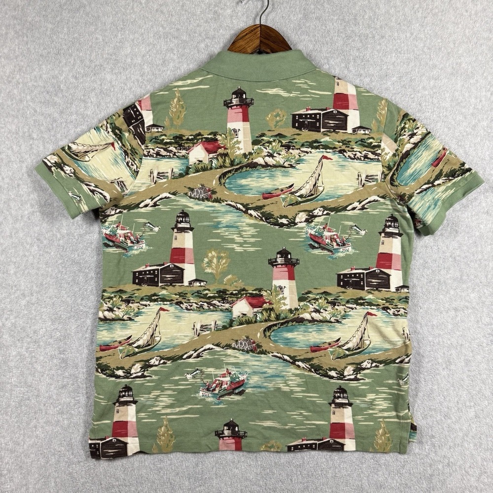 Polo Ralph Lauren Montauk Scenic Lighthouse Polo Shirt Men Medium All Over Print - Picture 3 of 6